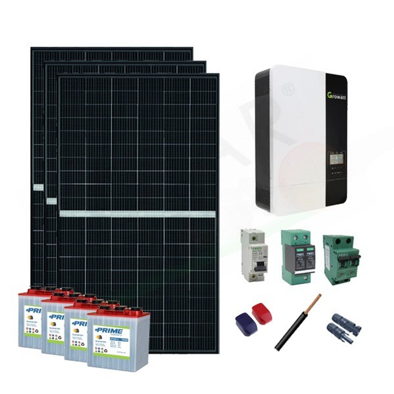 Solar-Kit OFFNETES PHOTOVOLTAIK-KIT 4,5 KW 48 V MIT 2 KWH ROHRPLATTENBATTERIEN