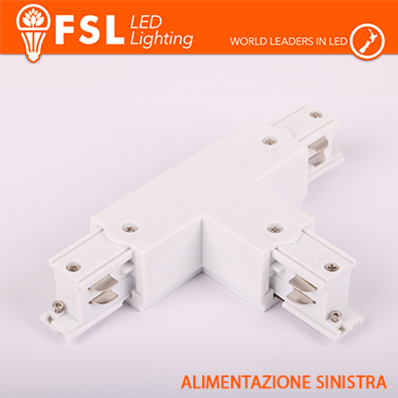 FSL Linker T-förmiger Verbinder für Dreiphasenschiene – Farbe WEISS