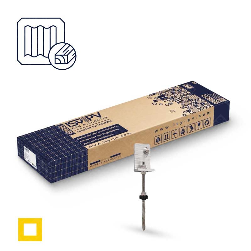 ISY-PV Halterung 4 Solarmodule - Holzschraube - Carré JAUNE