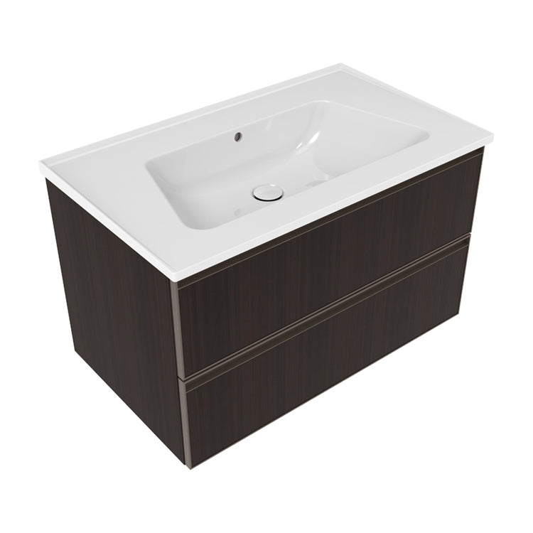 Flaminia X Bloom hängende Basis L. 85 T. 50 cm, mit 2 Schubladen, für Bloom 85 Konsole (nicht enthalten), Eukalyptus-Finish CUBIKA BCK815LEK