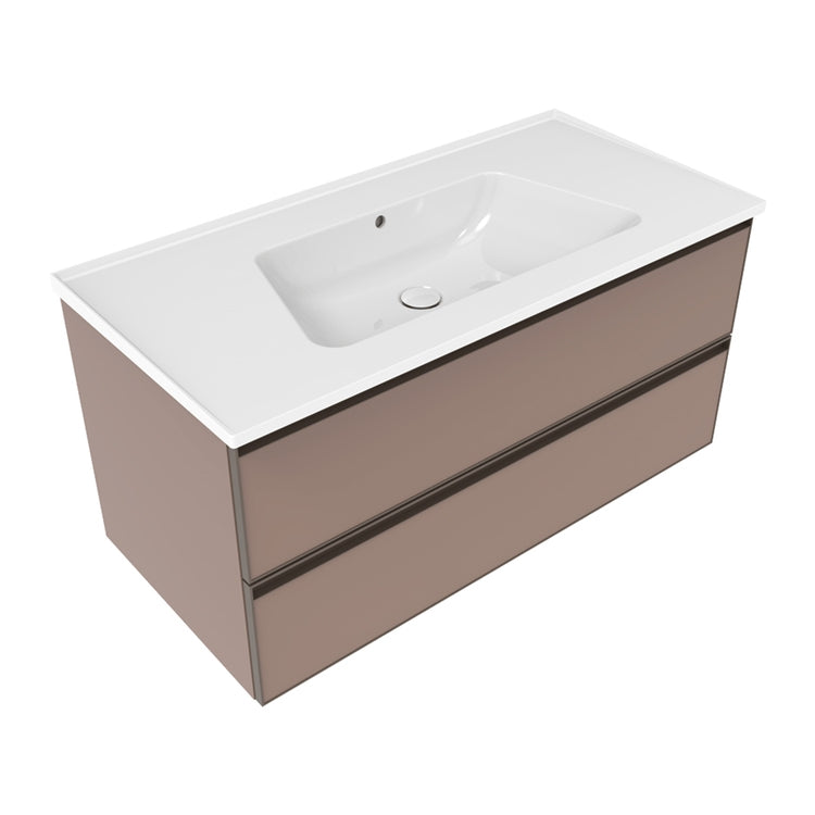 Flaminia X Bloom hängende Basis L. 105 T. 50 cm, mit 2 Schubladen, für Bloom 105 Konsole (nicht enthalten), Farbe Puder, matte Oberfläche CUBIKA BCK839KLC