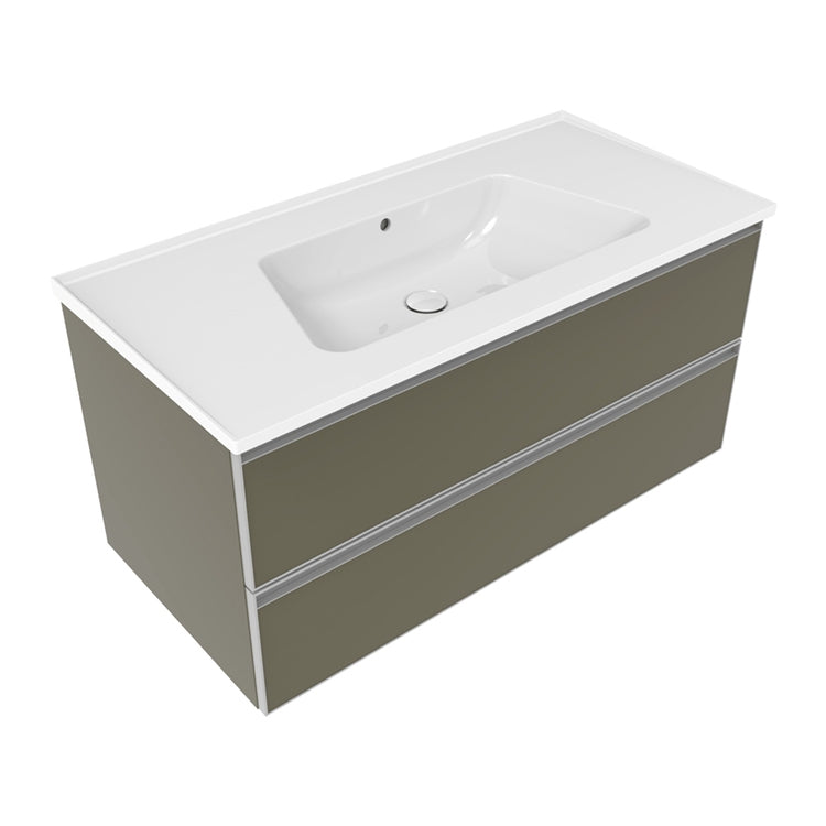 Flaminia X Bloom Hängeschrank L. 105 T. 50 cm, mit 2 Schubladen, für Konsole Bloom 105 (nicht enthalten), Farbe Sumpfgrün, matte Oberfläche CUBIKA BCK839LVK