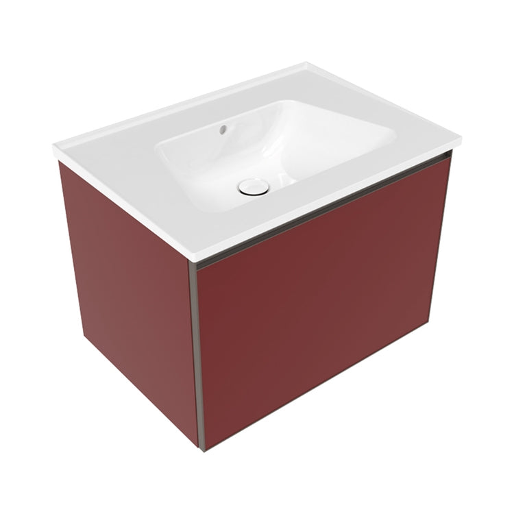 Flaminia X Bloom hängende Basis L. 70 T. 50 cm, mit 1 Schublade, für Bloom 70 Konsole (nicht enthalten), Farbe Bordeaux, matte Ausführung CUBIKA BCK876LRK