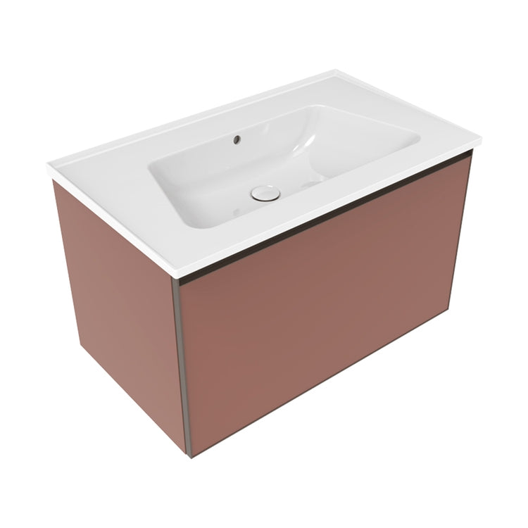 Flaminia X Bloom hängende Basis L. 85 T. 50 cm, mit 1 Schublade, für Bloom 85 Konsole (nicht enthalten), Farbe Vintage-Rosa, matte Oberfläche CUBIKA BCK879KLR