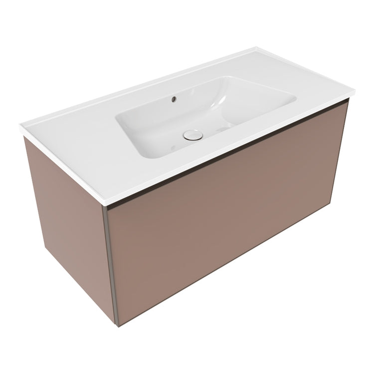Flaminia X Bloom hängende Basis L. 105 T. 50 cm, mit 1 Schublade, für Bloom 105 Konsole (nicht enthalten), Farbe Puder, matte Oberfläche CUBIKA BCK893KLC