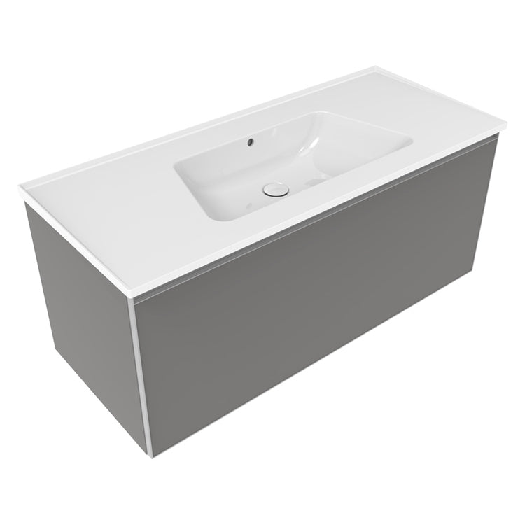 Flaminia X Bloom hängende Basis L. 120 T. 50 cm, mit 1 Schublade, für Bloom 120 Konsole (nicht enthalten), Farbe Grau, matte Oberfläche CUBIKA BCK945LGK