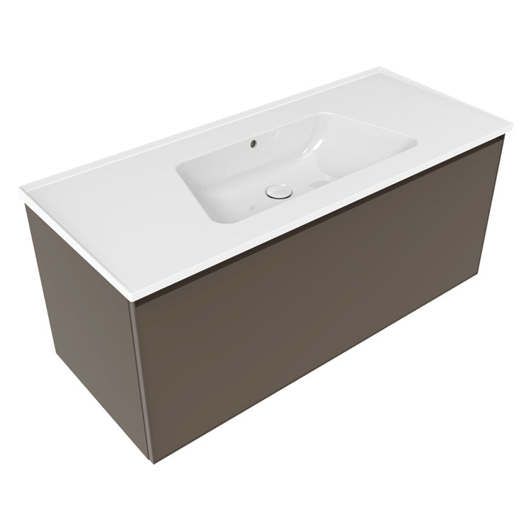 Flaminia X Bloom hängende Basis L. 120 T. 50 cm, mit 1 Schublade, für Bloom 120 Konsole (nicht enthalten), Farbe Taupe, matte Oberfläche CUBIKA BCK945LTK