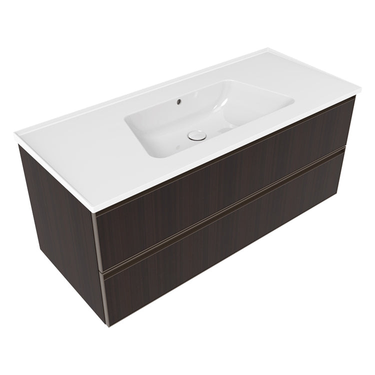 Flaminia X Bloom hängende Basis L. 120 T. 50 cm, mit 2 Schubladen, für Bloom 120 Konsole (nicht enthalten), Eukalyptus-Finish CUBIKA BCK949LEK