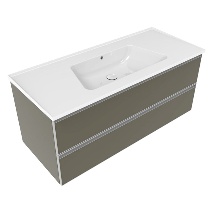 Flaminia X Bloom Hängeschrank L. 120 T. 50 cm, mit 2 Schubladen, für Konsole Bloom 120 (nicht enthalten), Farbe Sumpfgrün, matte Oberfläche CUBIKA BCK949LVK
