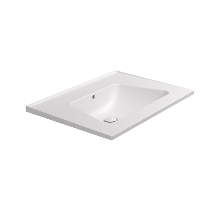Flaminia Hängende Konsole 72 cm, mit Überlauf, Milchweiß Farbe, matte Oberfläche BLOOM 70 BM70LLAT