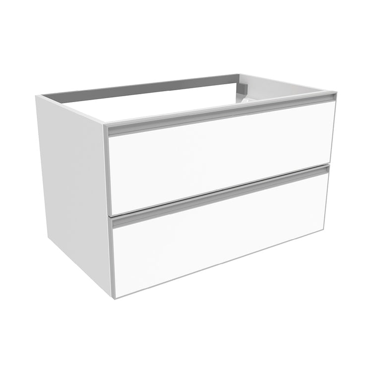 Flaminia Waschbeckenunterschrank L. 85 T. 50 cm hängend, mit 2 Schubladen, ohne Aufsatz, Weiß, matte Ausführung CUBIKA CKD815LBK