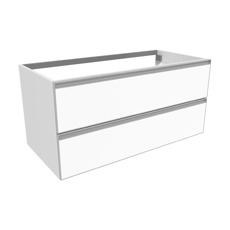 Flaminia Waschbeckenunterschrank L. 105 T. 50 cm hängend, mit 2 Schubladen, ohne Aufsatz, Weiß, matte Oberfläche CUBIKA CKD839LBK