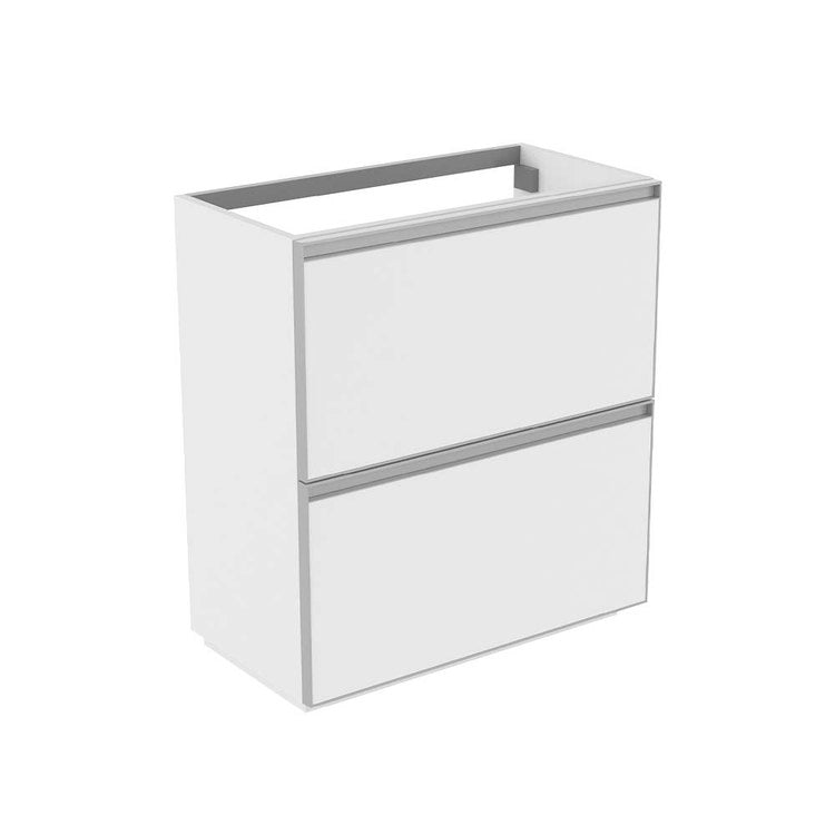 Flaminia Waschbeckenunterschrank L. 70 T. 37 cm, mit 2 Schubladen, ohne Aufsatz, Weiß, matte Oberfläche CUBIKA CKD912LBK