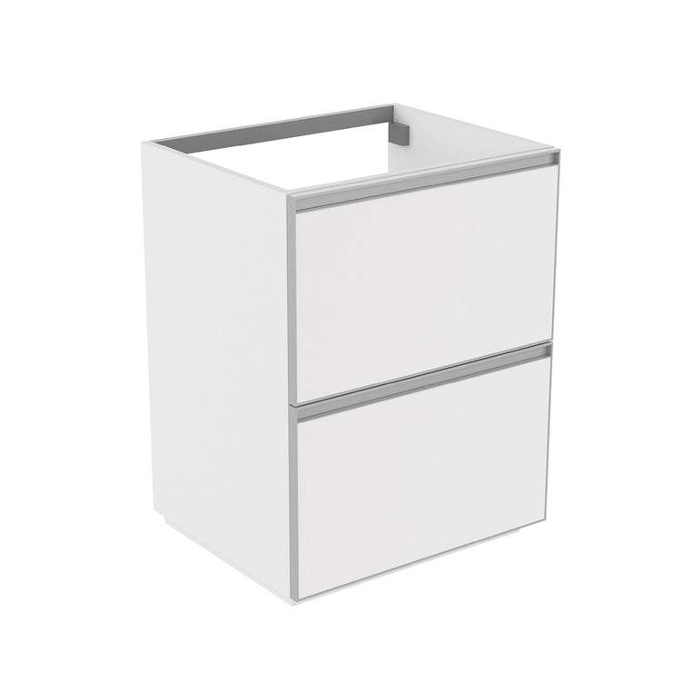 Flaminia Waschbeckenunterschrank L. 50 T. 50 cm bodenstehend, mit 2 Schubladen, ohne Aufsatz, Weiß, matte Oberfläche CUBIKA CKD907LBK