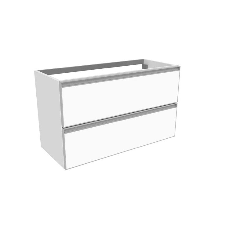 Flaminia Waschbeckenunterschrank L. 85 T. 37 cm hängend, mit 2 Schubladen, ohne Aufsatz, Weiß, matte Oberfläche CUBIKA CKD814LBK