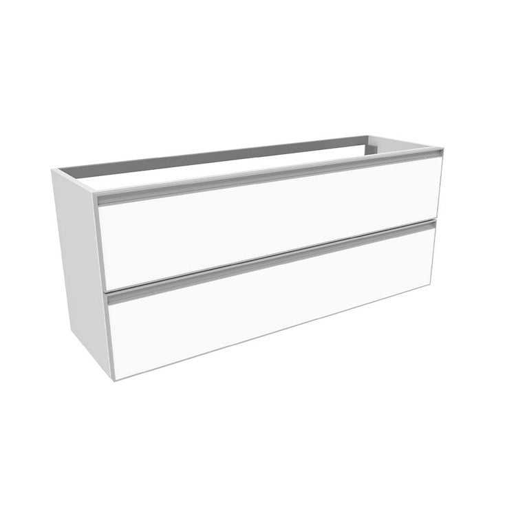 Flaminia Waschbeckenunterschrank L. 120 T. 37 cm hängend, mit 2 Schubladen, ohne Aufsatz, Weiß matt CUBIKA CKD948LBK