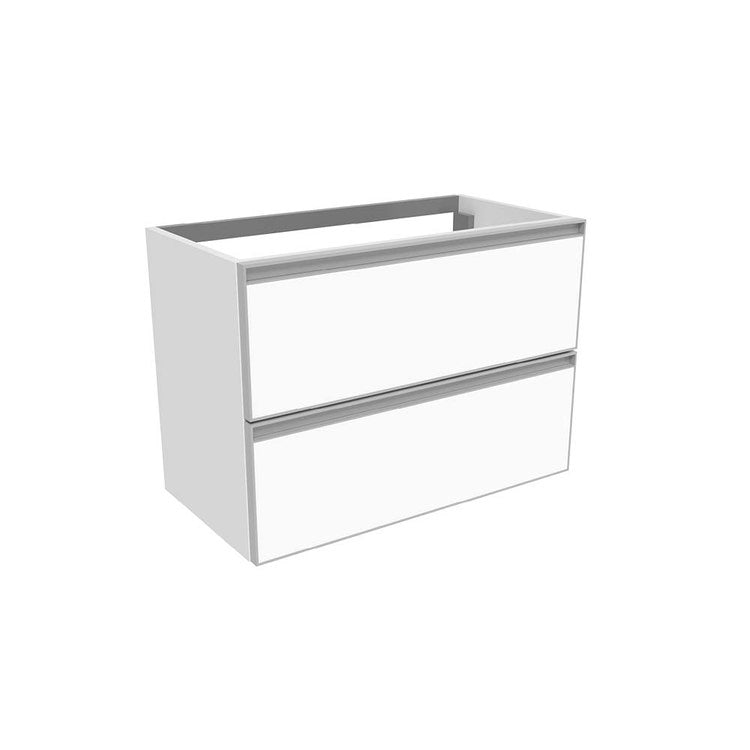 Flaminia Waschbeckenunterschrank L. 70 T. 37 cm hängend, mit 2 Schubladen, ohne Aufsatz, Weiß, matte Oberfläche CUBIKA CKD808LBK