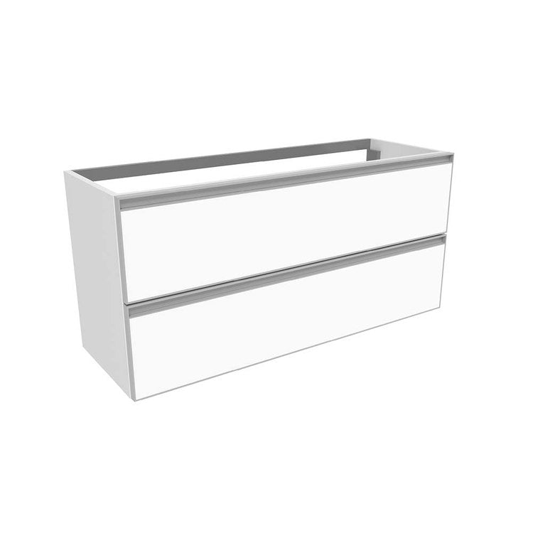 Flaminia Waschbeckenunterschrank L. 105 T. 37 cm hängend, mit 2 Schubladen, ohne Aufsatz, Weiß, matte Oberfläche CUBIKA CKD838LBK