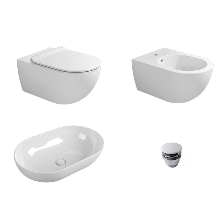 Flaminia Badkomposition mit hängenden APP-Sanitäranlagen, APP Aufsatzwaschbecken 62 cm, Weiß, glänzende Ausführung COMP0002