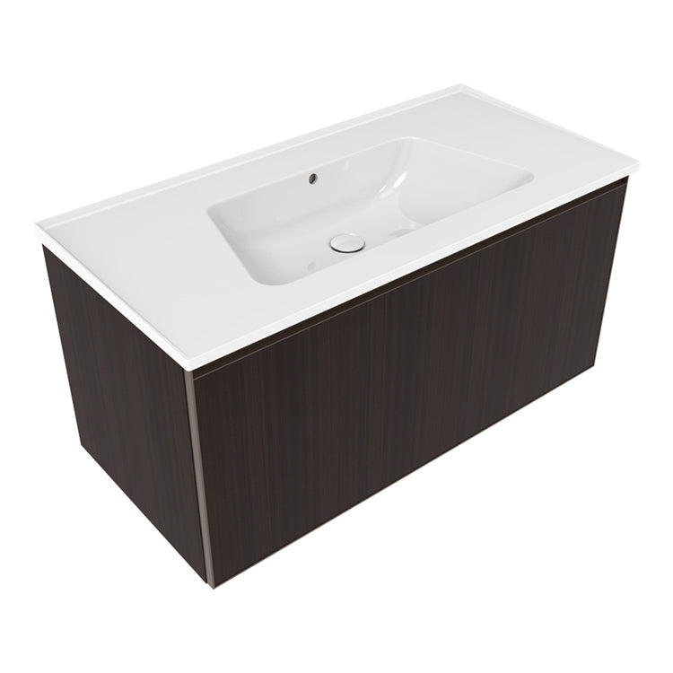 Flaminia Set mit Unterschrank L. 105 cm, 1 Schublade, Eukalyptus-Finish und Waschbecken L. 105 cm mit Überlauf, Weiß glänzend Finish CUBIKA/BLOOM BCK893LEK+BM105L
