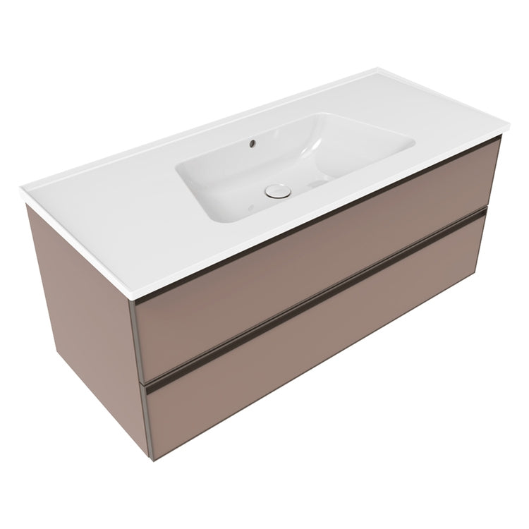 Flaminia Set mit Unterschrank L. 120 cm, 2 Schubladen, Farbe Puder, matte Ausführung und Waschbecken L. 120 cm mit Überlauf, Weiß, glänzende Ausführung CUBIKA/BLOOM BCK949KLC+BM120L