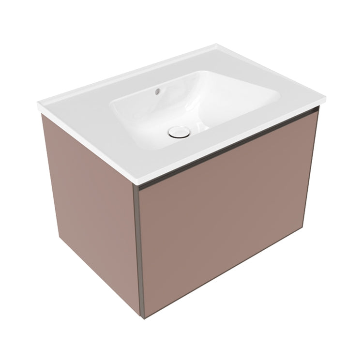 Flaminia Set mit Unterschrank L. 70 cm, 1 Schublade, Farbe Puder, matte Ausführung und Waschbecken L. 70 cm mit Überlauf, Weiß, glänzende Ausführung CUBIKA/BLOOM BCK876KLC+BM70L