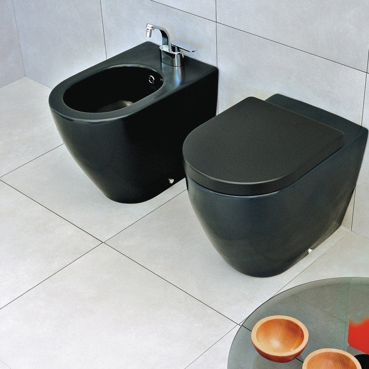 Flaminia Bidet Rückwand monofor, mit Überlauf, Farbe Schwarz glänzende Oberfläche LINK LK217NER