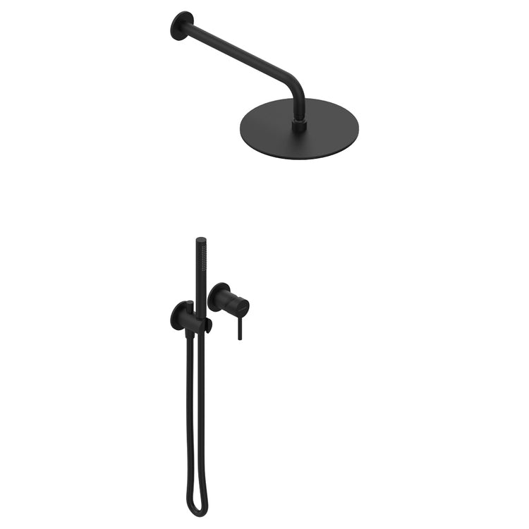 Flaminia Dusch-Set mit Unterputz-Einhebelmischer, Umschalter, Wandbrause Ø 25 cm und Handbrause, Kohlefarbe, matte Oberfläche LOOK LQ2550CAR