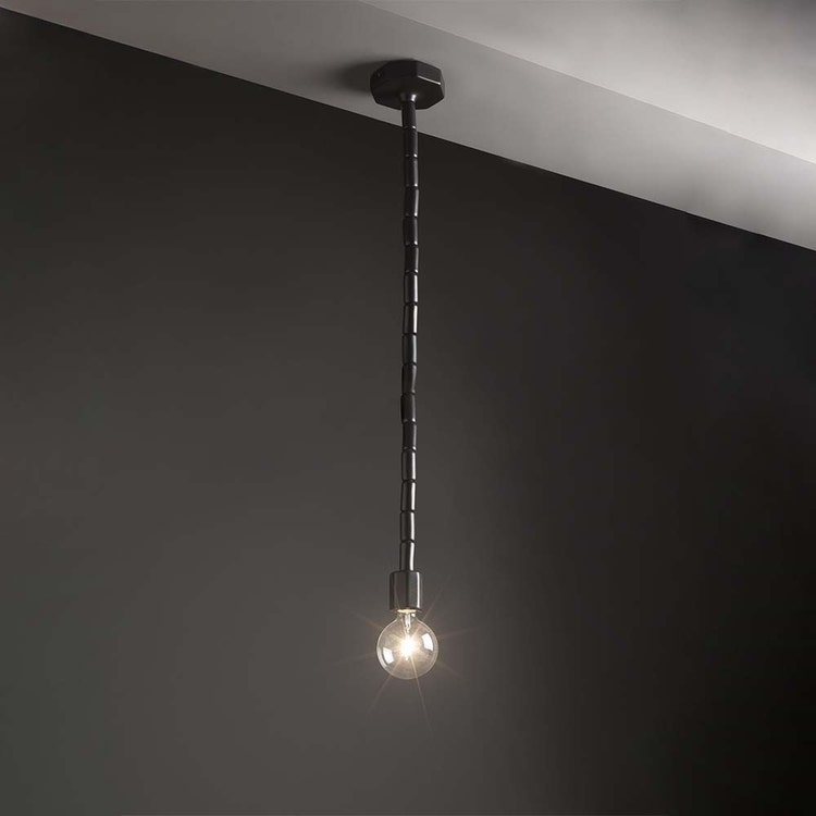 Flaminia Pendelleuchte aus Keramik H 120 cm, Farbe Kohle, matte Oberfläche MAKE-UP MKL120CAR