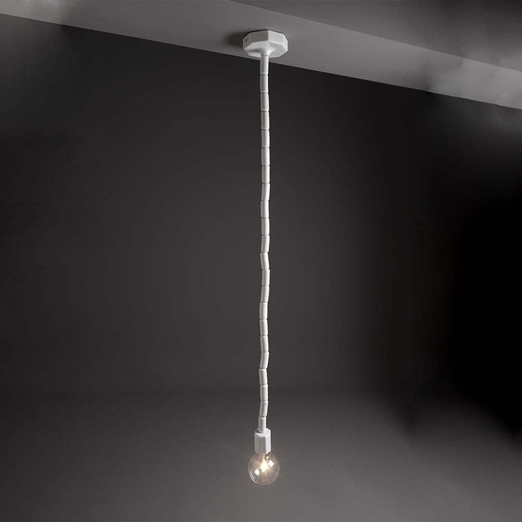 Flaminia Pendelleuchte aus Keramik H 160 cm, Weiß, glänzende Oberfläche MAKE-UP MKL160