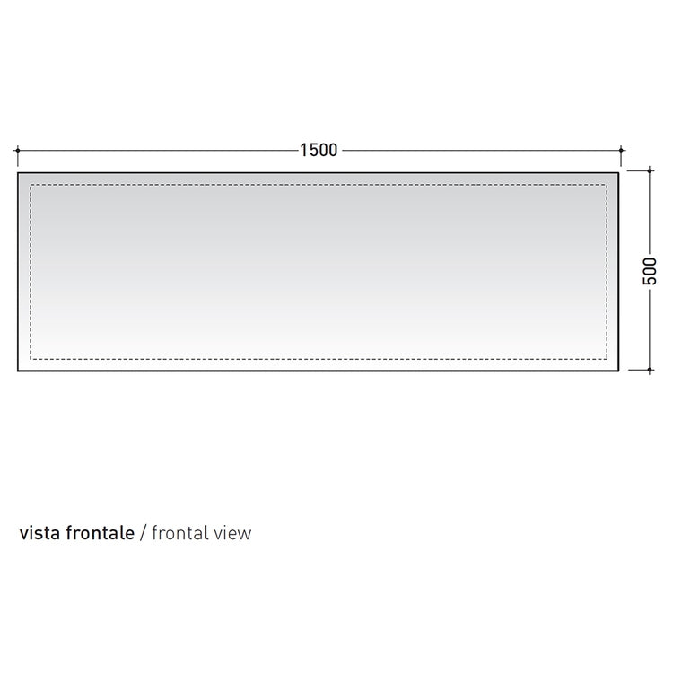 Flaminia Spiegel L. 150 H. 50 cm wendbar, horizontale oder vertikale Installation MAKE-UP MKS50
