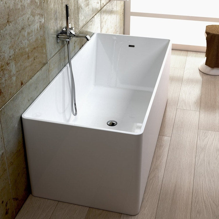 Flaminia Badewanne 150 cm aus Pietraluce, freistehend, Weiß, glänzende Oberfläche MW150B WASH 150 MW150
