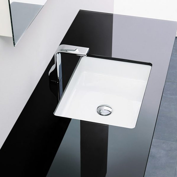 Flaminia Waschbecken 48 cm Unterbau, ohne Überlauf, außen emailliert, Weiß, glänzende Ausführung MINIWASH 48 MW48SP