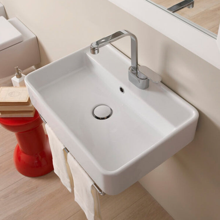 Flaminia Waschbecken 60 cm hängend, mit Überlauf, mit Hahnlochbank, Weiß, glänzende Ausführung MINIWASH 60 MW60S