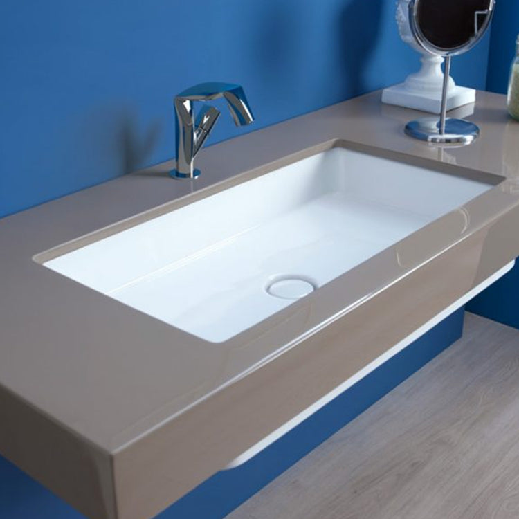 Flaminia Waschbecken 75 cm Unterbau, ohne Überlauf, außen emailliert, Weiß, glänzende Ausführung MINIWASH 75 MW75SP