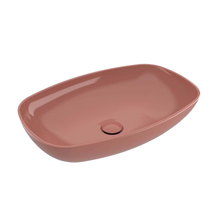 Flaminia Waschbecken L. 60 cm zum Aufstellen, ohne Überlauf, Farbe Terrakotta, glänzende Ausführung NUDASLIM ND60ATC