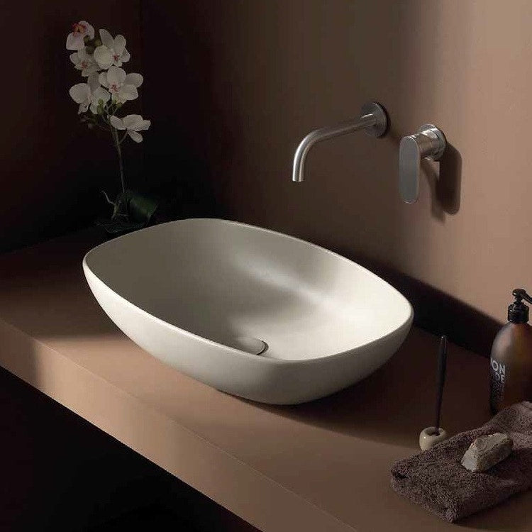 Flaminia Aufsatzwaschbecken 60 cm, ohne Überlauf, Farbe Milchweiß, mattes Finish NUDASLIM ND60ALAT
