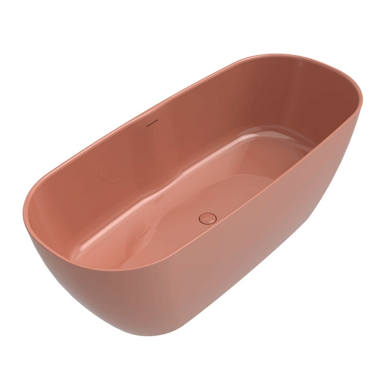 Flaminia Freistehende Wanne L. 170 cm, Abflussstopfen inklusive in Farbe der Wanne, mit Überlauf, Farbton Terrakotta, glänzende Oberfläche PLAY PY170VTC
