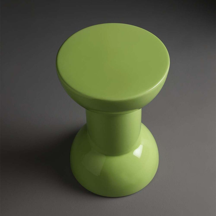 Flaminia Hocker/Beistelltisch aus Keramik Ø 30 cm, Farbe Grün, glänzende Oberfläche ROCCHETTO RCTVER