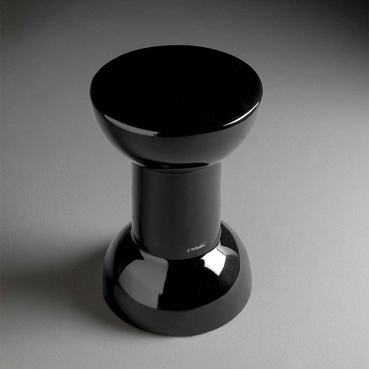 Flaminia Hocker/Beistelltisch aus Keramik Ø 30 cm, schwarze Farbe, glänzende Oberfläche ROCCHETTO RCTNER