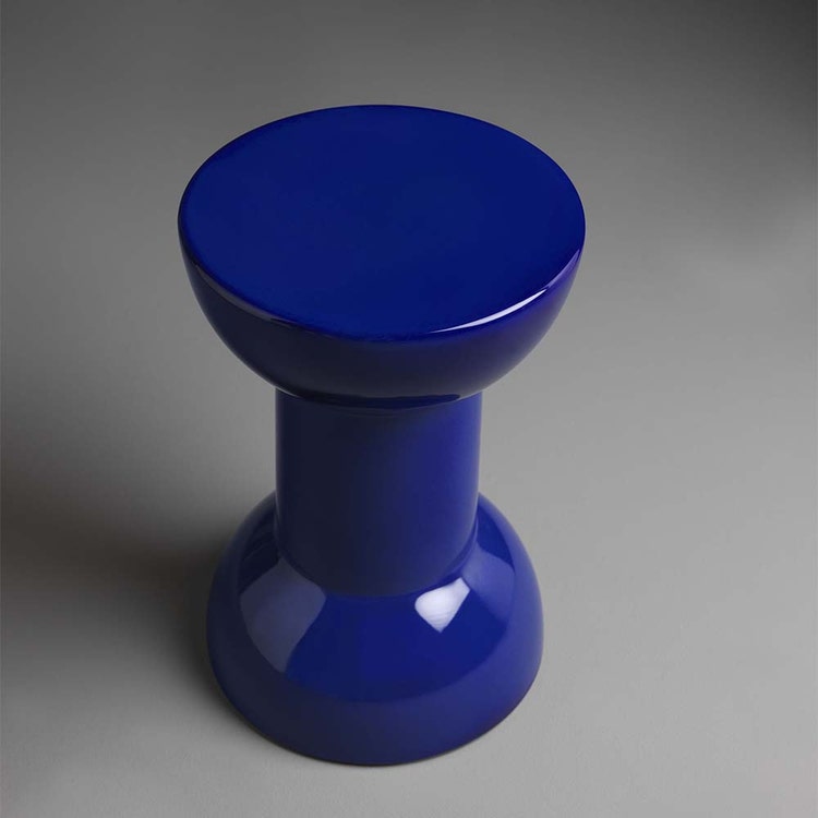 Flaminia Hocker/Beistelltisch aus Keramik Ø 30 cm, Farbe Blau, glänzende Oberfläche ROCCHETTO RCT