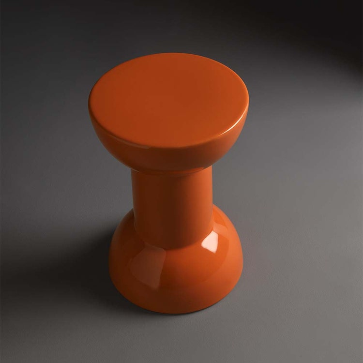 Flaminia Hocker/Beistelltisch aus Keramik Ø 30 cm, orangefarbig, glänzende Oberfläche ROCCHETTO RCTARA
