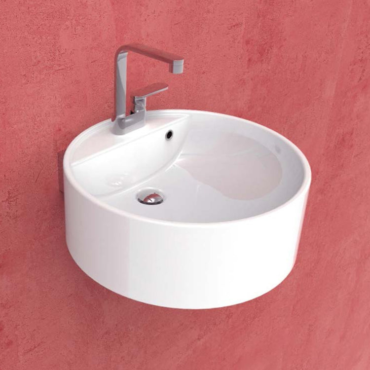 Flaminia Hängendes Waschbecken 52 cm, Einloch, mit Überlauf, Weiß, glänzende Ausführung TWIN SET 52 5050/S