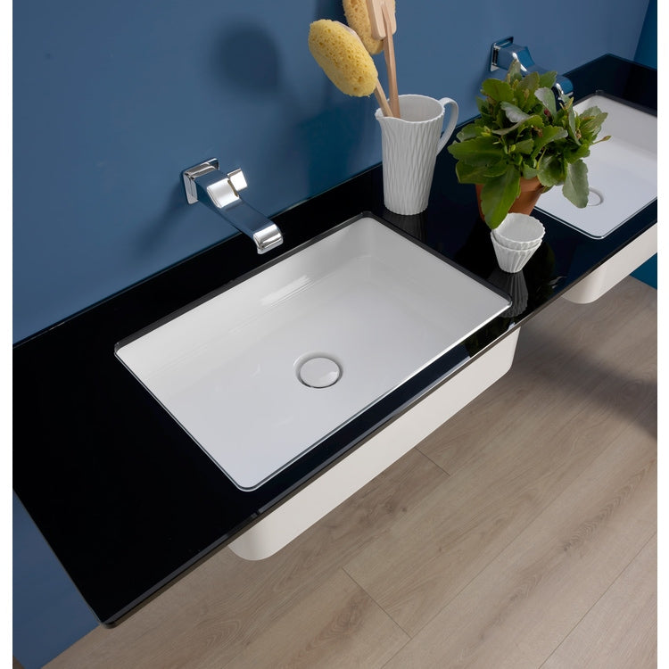 Flaminia Kristall-Piano extra leicht lackiert L. 100 cm, für Miniwash 60 Unterbau-Waschtisch (Art. MW60SP), Farbe schwarz, Hochglanz-Finish FLY FY60PCNE