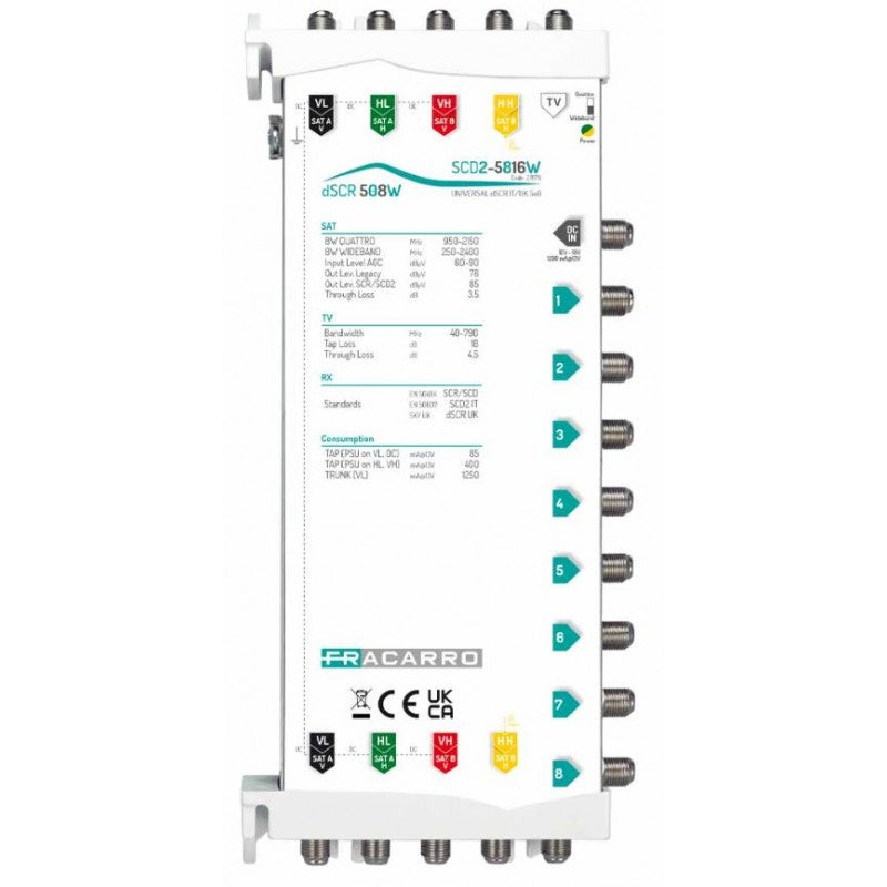 Fracarro SCD2 5816W Multischalter 5 Eingänge 8 Ausgänge