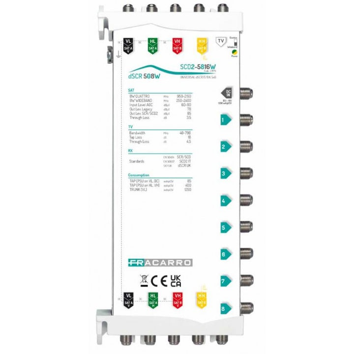 Fracarro SCD2 5816W Multischalter 5 Eingänge 8 Ausgänge