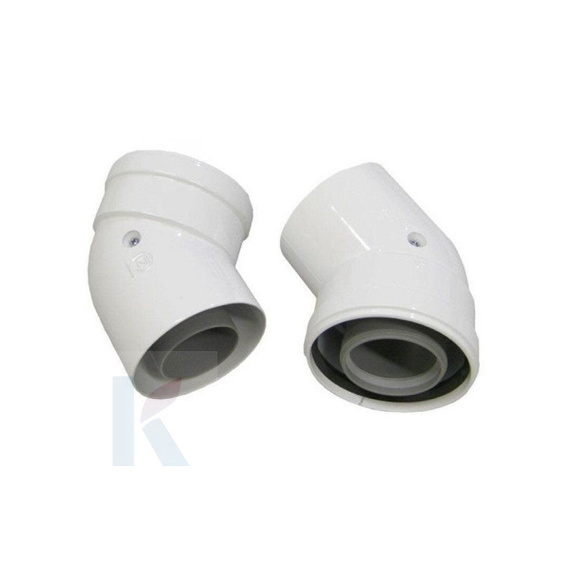 Solarics Ariston 3318076 – Rauchauslass Heizleitung Koaxialkurve D60/100 M/H 45º LEITUNG. (2 Stück)