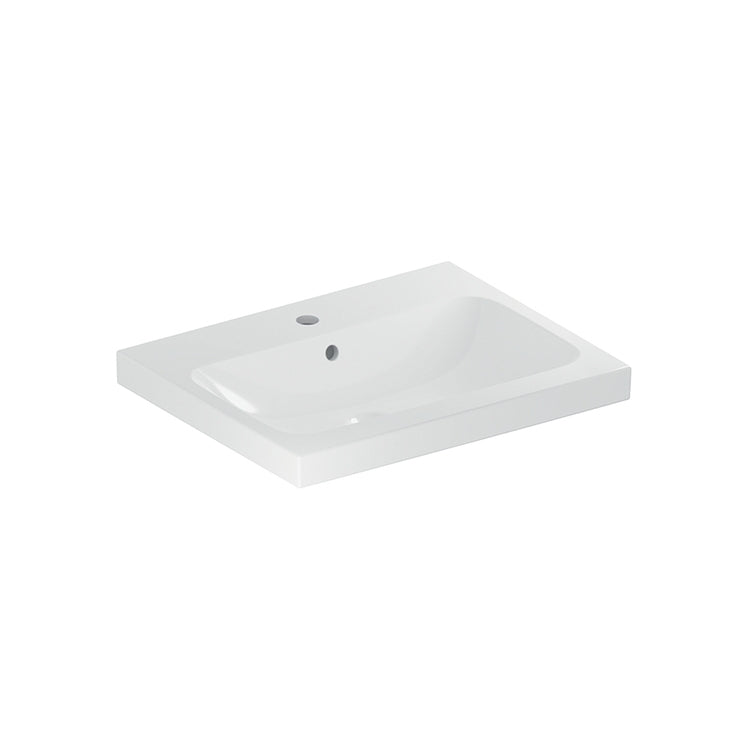 Geberit Waschbecken L. 60 cm, mit Armaturenloch und Überlauf, Weiß, glänzende Ausführung ICON LIGHT 501.834.00.1