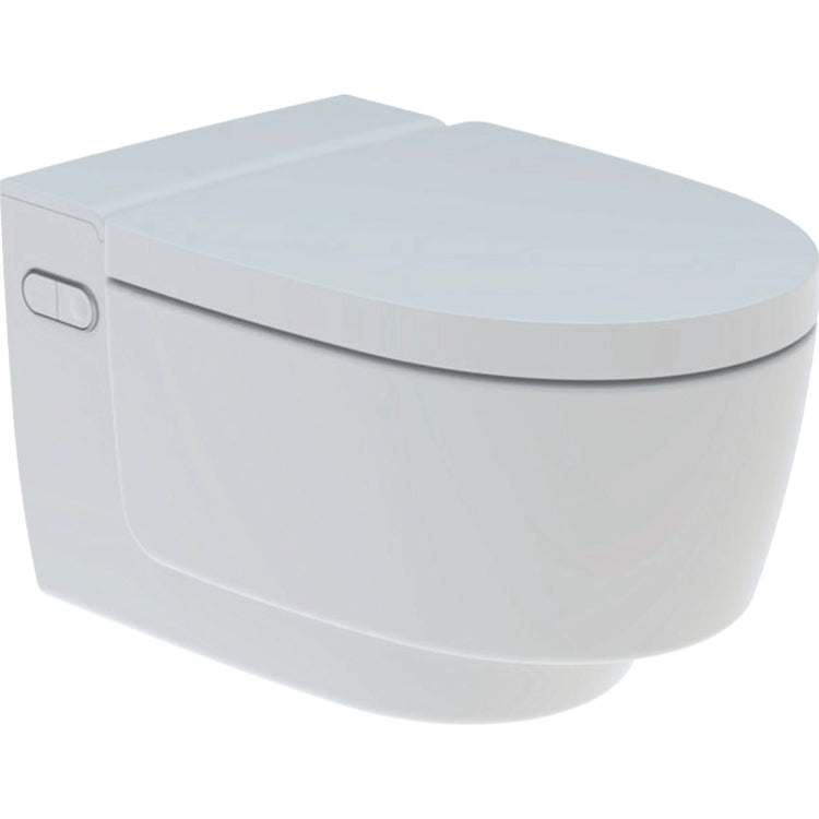 Geberit Hängendes WC, randlos, mit TurboFlush-Technologie, komplett mit Sitz mit Bidetfunktion und gedämpftem Schließen, Weiß glänzende Oberfläche AQUACLEAN MERA CLASSIC 146.200.11.1