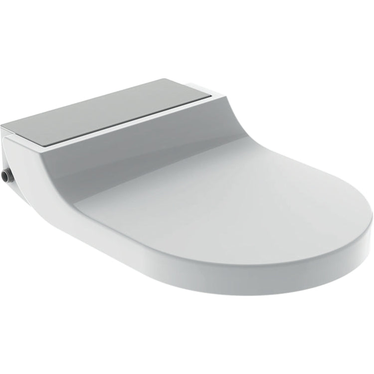 Geberit Sitz mit Bidetfunktion und gedämpfter Schließung, Weiß mit Abdeckung in gebürsteter Edelstahloptik AQUACLEAN TUMA COMFORT 146.270.FW.1